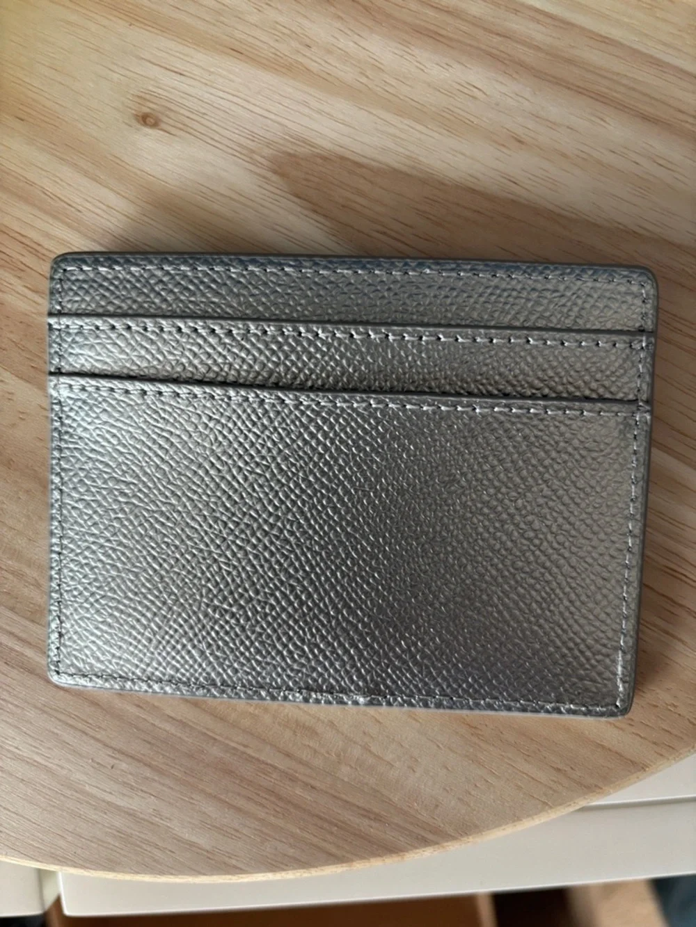 Kurt Geiger Metallic Silver Leather Card Case